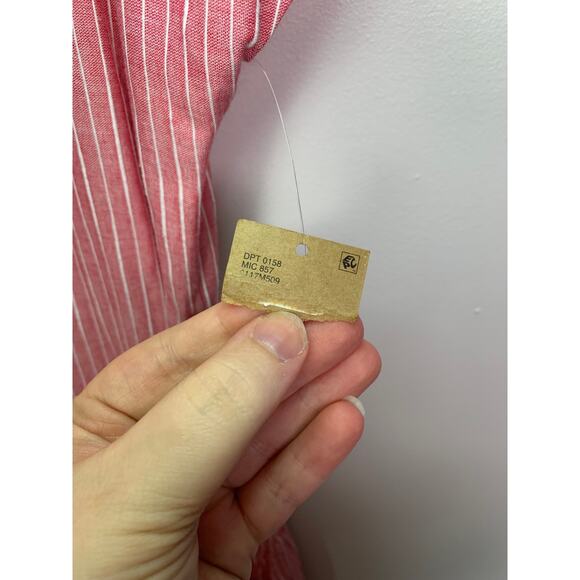 Cremieux Drop Waist Pinstripe Red Cotton Dress, Size Small - Picture 7 of 8